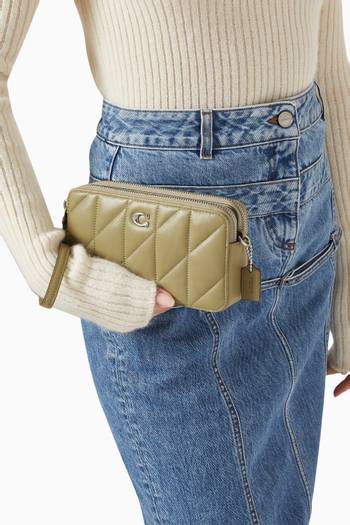 hover state of Kira Quilted Crossbody Wristlet Bag in Leather