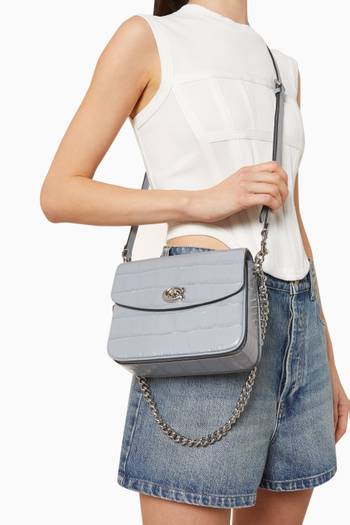 hover state of Cassie Embossed Crossbody Bag in Leather