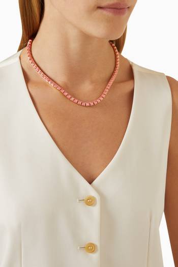 hover state of Pyramid Stud Tennis Necklace in Gold-plated Brass