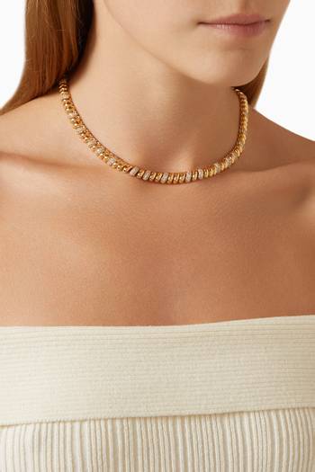 hover state of The Ridged Marbella Pavé Necklace in Gold-plated Brass
