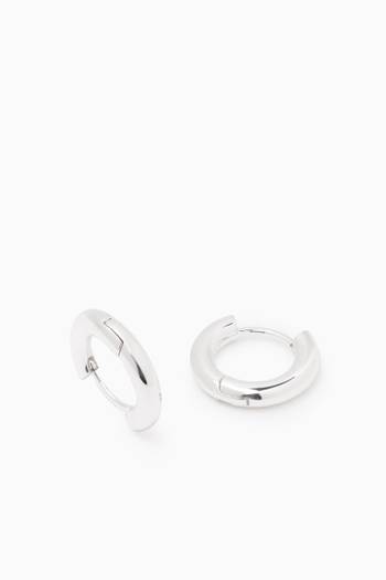 hover state of The Plain Amalfi Huggies in Rhodium-plated Brass