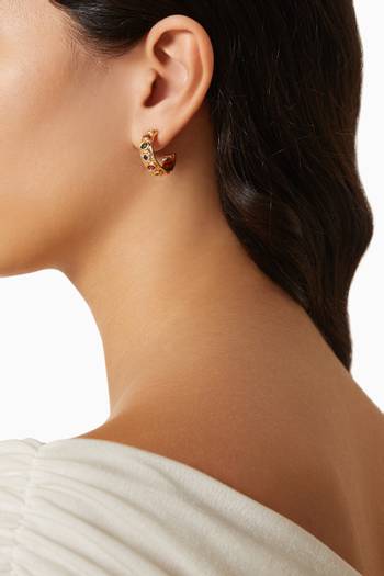 hover state of The Royale Stone Hoops in Gold-plated Brass