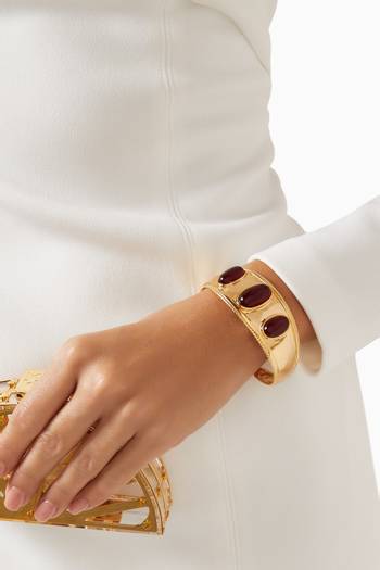 hover state of The Shiraz Open Bangle in Gold-plated Brass
