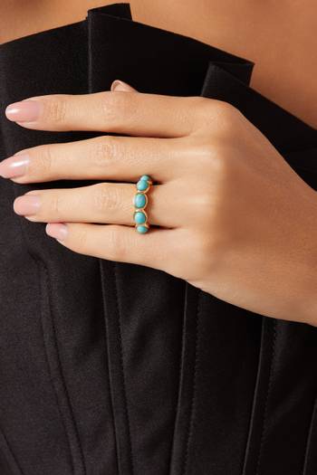 hover state of Turquoise Stone Ring in Gold-plated Brass