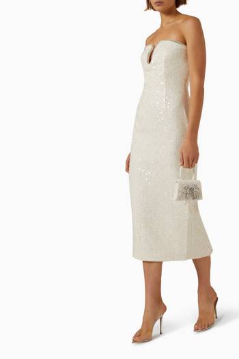 hover state of Sequin-embellished Midi Dress in Boucle