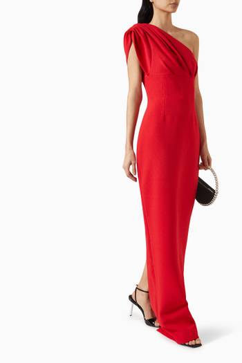hover state of Winnie One-shoulder Gown in Moss-crepe