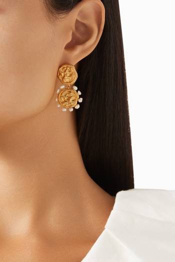 hover state of Feminine Waves Earrings in 18kt Gold-plated Brass