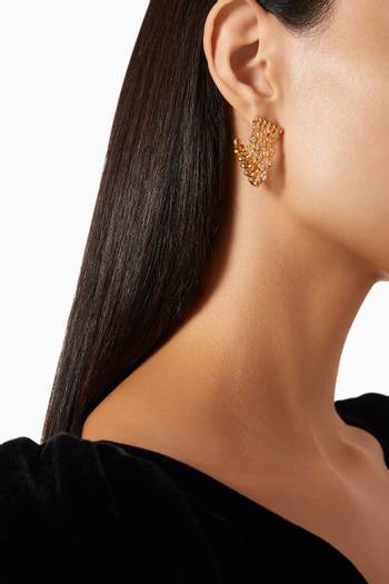 hover state of Curved Wave Hoop Earrings in 18kt Gold-plated Brass