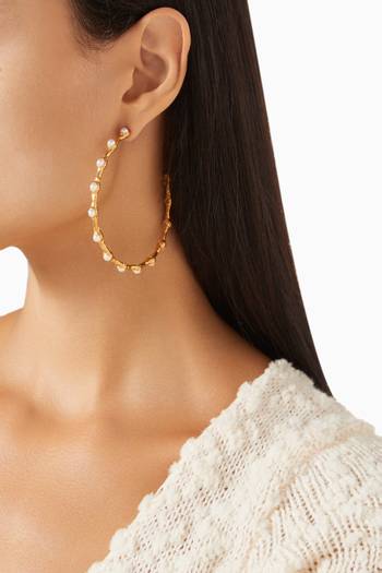 hover state of Large Wave Hoop Earrings in 18kt Gold-plated Brass