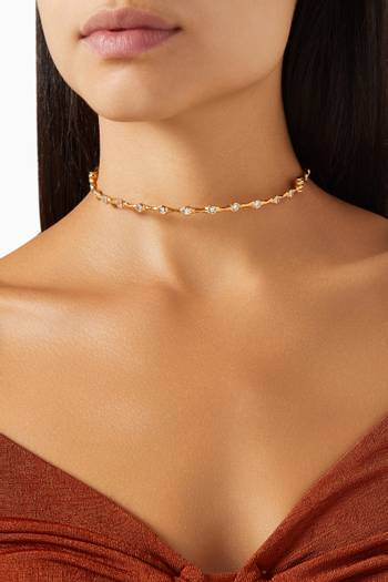 hover state of Waves Choker Necklace in 18k Gold-plated Brass