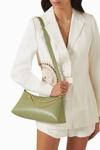 hover state of Medium Posen Zip Top Shoulder Bag in Soft Leather