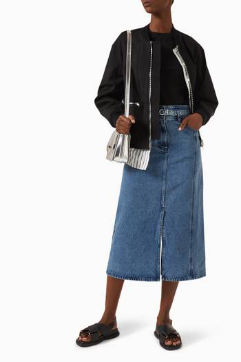 hover state of A-line Midi Skirt in Denim