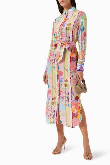 hover state of Whitley Floral-print Midi Dress in Crepe
