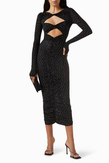 hover state of Ruched Cut-out Dress in Crystal Jersey