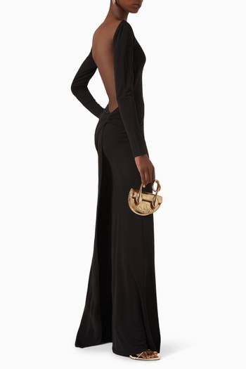 hover state of Long-sleeve Open Back Gown in Viscose Jersey