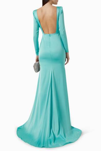 hover state of Open-back Gown in Satin-crepe