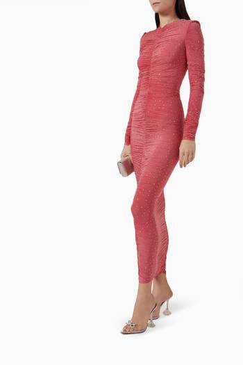 hover state of Ruched Crystal-embellished Dress in Jersey