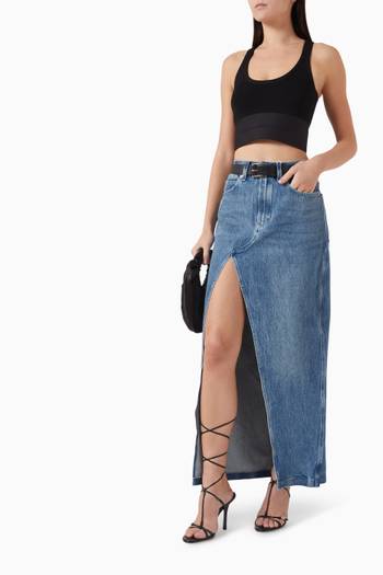 hover state of Bonded Crossover Maxi Skirt in Denim