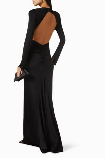 hover state of Circle Detail Open Back Gown in Jersey