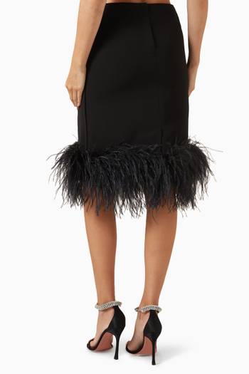 hover state of Wile Feather-trim Midi Skirt in Crepe