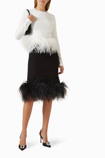 hover state of Esma Feather-trim Top in Crepe