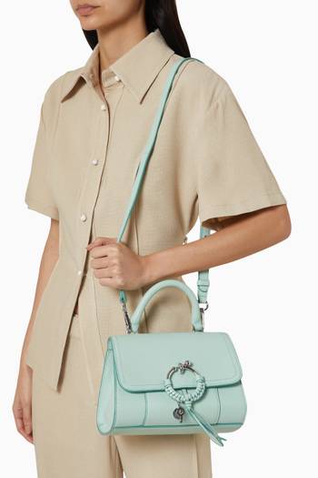 hover state of Joan Ladylike Top Handle Bag in Grained Leather