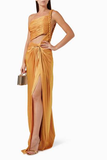 hover state of Kadri One-shoulder Braided Gown in Georgette