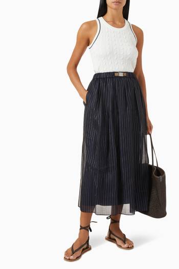 hover state of Pinstripe High-waist Maxi Skirt in Cotton