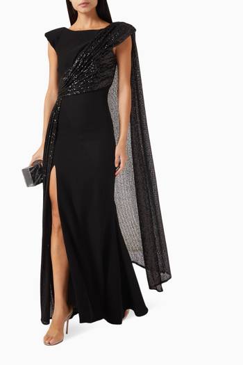hover state of Sequin-embellished Gown in Cady