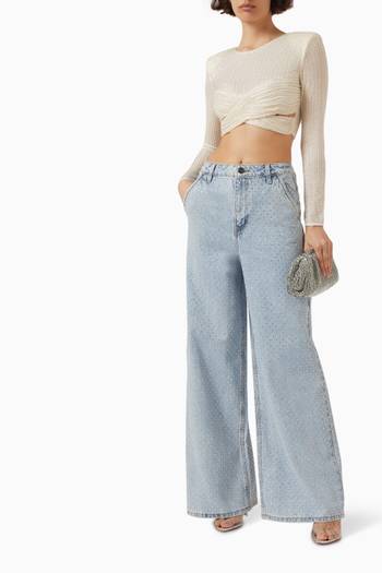 hover state of Embellished Cropped Top in Mesh