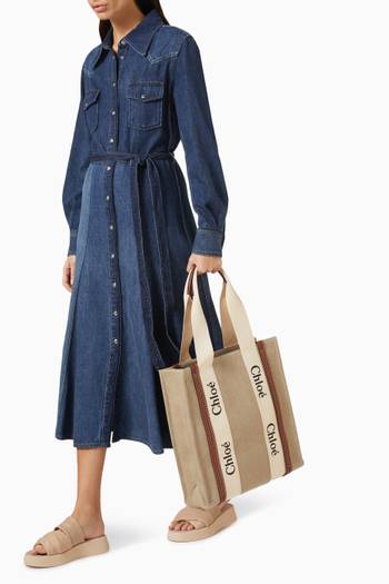 hover state of Woody N/S Tote Bag in Linen Canvas