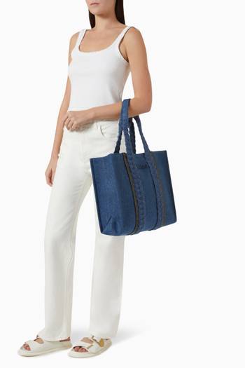hover state of Large Woody Tote Bag in Denim