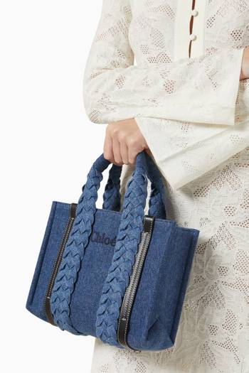 hover state of Small Woody Tote Bag in Denim