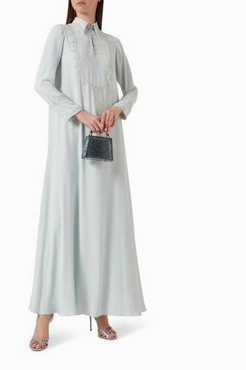 hover state of Full-sleeve Collar Kaftan in Crepe Chiffon