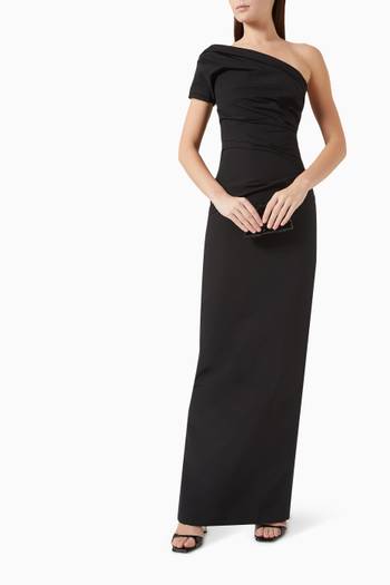 hover state of Reatta One-Shoulder Gown in Crepe