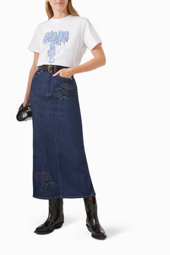 hover state of Stitch Maxi Skirt in Denim