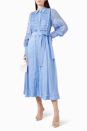 hover state of Iris Pleated Midi Dress in Organza