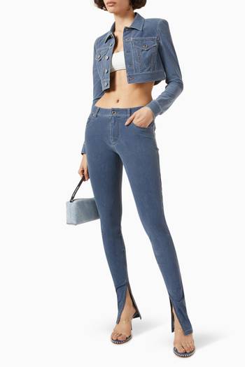 hover state of Cropped Jacket in Denim Trompe-l'oeil