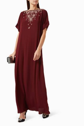 hover state of Embroidered Kaftan in Crepe Chiffon