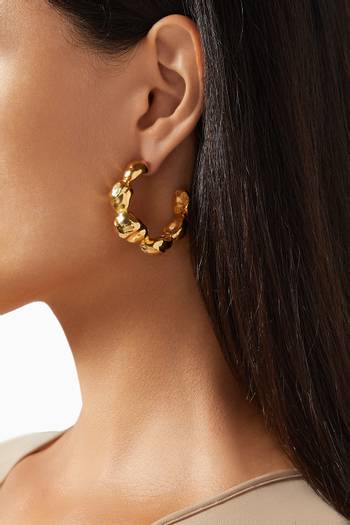 hover state of Orb Hoop Earrings in 18kt Gold-plated Brass