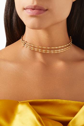hover state of Statement Feminine Waves Choker in 18kt Gold-plated Brass