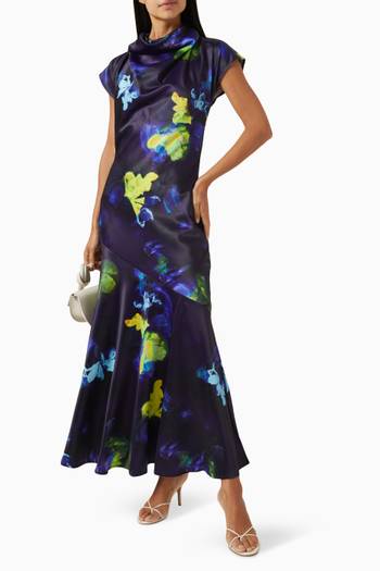 hover state of Cowl Neck Printed Maxi Dress