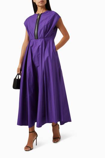hover state of Front Zip Pleated Maxi Dress