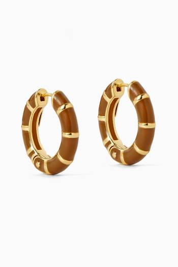 Bambou Hoop Earrings in Enamel & Gold-plated Metal