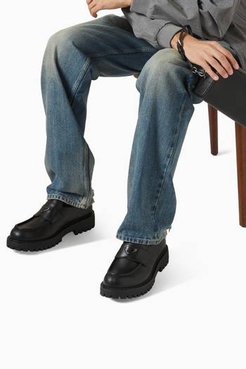 hover state of Hybrid Logo Loafers in Brushed Leather