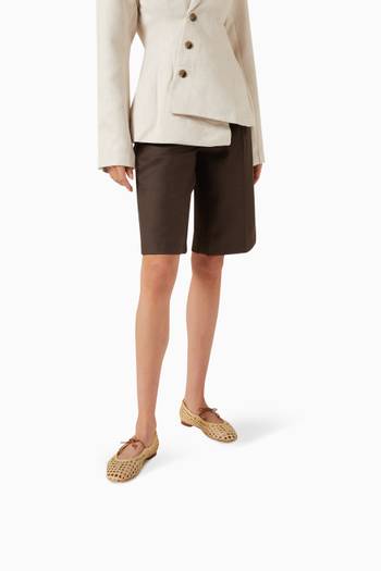 hover state of Marcie Ballet Flats in Woven Fabric