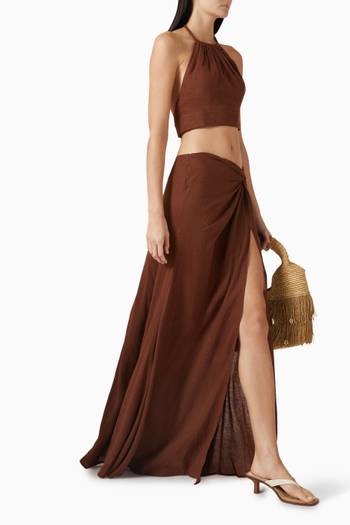 hover state of Sirene Maxi Skirt in Linen-blend