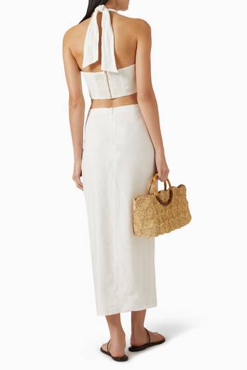 hover state of Luna Halter Top in Linen-blend
