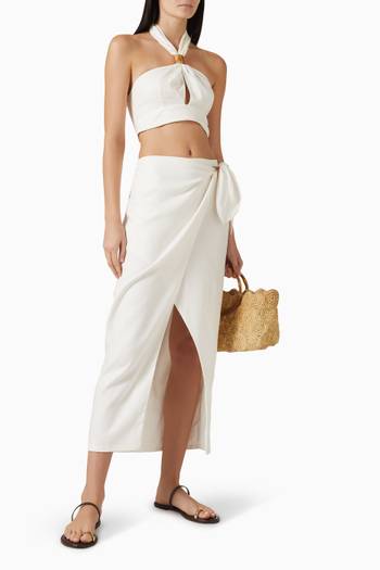 hover state of Luna Midi Skirt in Linen-blend