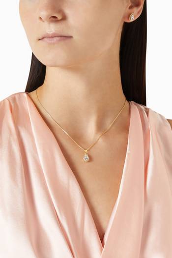hover state of Zia Drop Pendant Necklace & Stud Earrings in 18kt Gold-plated Silver
